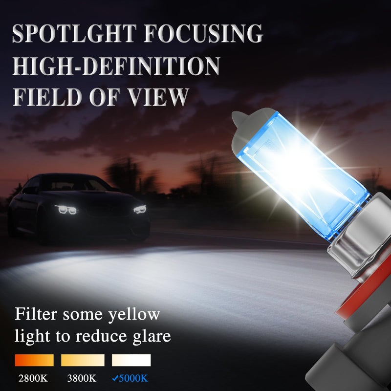 OKOENIEO H11 Halogen Headlight Bulbs, Standard High Beam or Low Beam or Fog Light Bulb, DC 12V 55W 5000K,4000 Lumens,White Headlight Bulbs,Head Light Bulbs for Car,High Brightness Headlight Bulb, Pack of 2 - Image 4