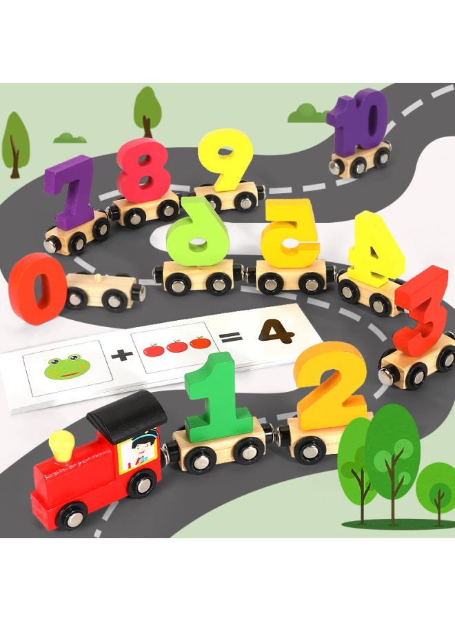 Children's Educational Toys Building Blocks Magnetic Digital Small Train Letters Wooden Magnetic Assembled -3 Years Old Toy Car