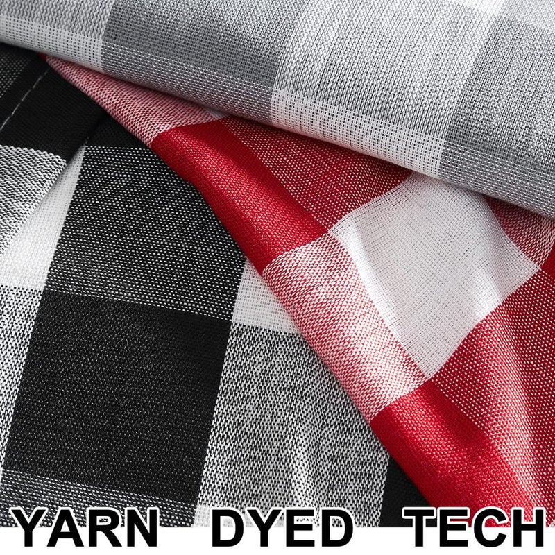Jubilantex Red White Buffalo Check Semi Sheer Curtain Panels Gingham Plaid Textured Curtains Drapery,Farmhouse Grommet Window Drapes for Small Window,2 Panels,40"x54" - Image 3