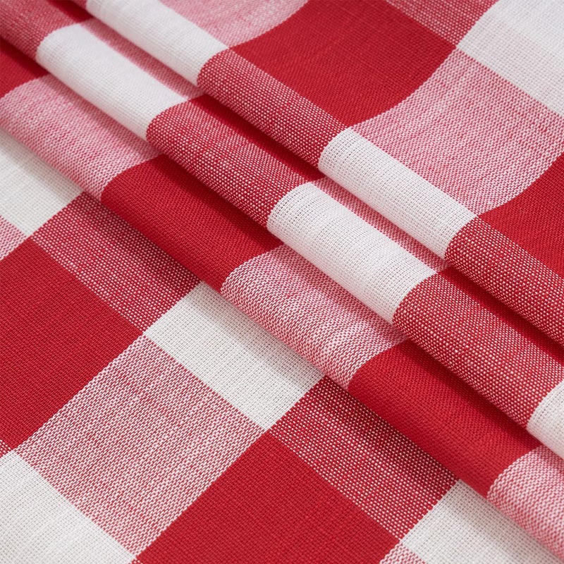 Jubilantex Red White Buffalo Check Semi Sheer Curtain Panels Gingham Plaid Textured Curtains Drapery,Farmhouse Grommet Window Drapes for Small Window,2 Panels,40"x54" - Image 5
