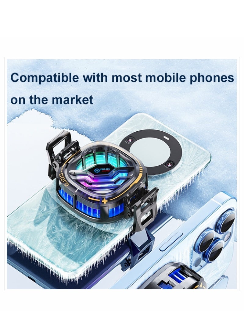ELTRAZONE - X79A Mobile Phone Cooling Fan 3 Gears Three Speed Modes Game Phone Cooler Silent Radiator RGB Lights Adjustable Portable Heat Sink Semiconductor USB Phone Radiator For All Smartphones - Image 1