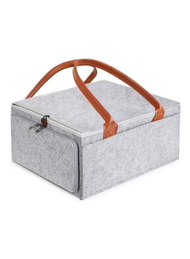Arabest Baby Diaper Caddy Bag With Zipper Lid And Leather Handle - Image 4