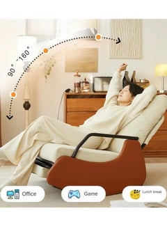 In Air Rocking Chair, Modern Accent Rocker Armchair with Pedal And Side Pocket, Upholstered High Back Rocking Chair For Living Room,Balcony And Bedroom  - Image 3