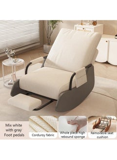 In Air Rocking Chair, Modern Accent Rocker Armchair with Pedal And Side Pocket, Upholstered High Back Rocking Chair For Living Room,Balcony And Bedroom  - Image 1