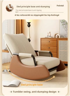 In Air Rocking Chair, Modern Accent Rocker Armchair with Pedal And Side Pocket, Upholstered High Back Rocking Chair For Living Room,Balcony And Bedroom  - Image 5