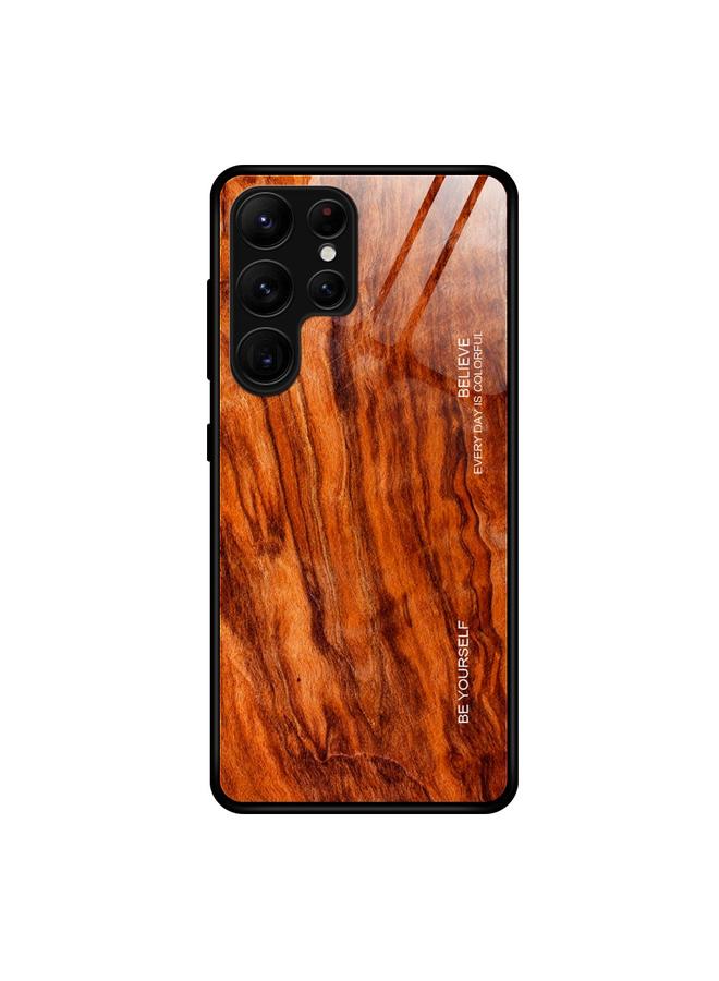 The Bros Case For Samsung Galaxy S23 Ultra 5G Wood Grain Glass Phone Case
