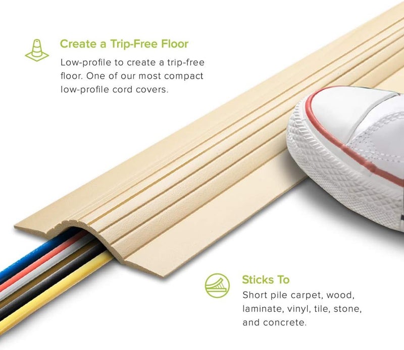 UT Wire 5-Feet Cable Blanket High Capacity Low Profile Cord Cover and Protector, Beige - Image 2