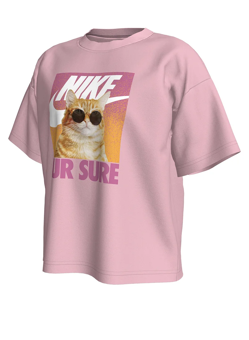 نايكي Kids Girls Nsw Photo Cute Animal T-Shirt