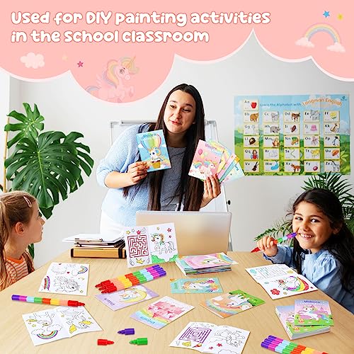 BenLouis 24 Unicorn Mini Coloring Books Kids with 24 Stacking Crayons Rainbow Party Favors Activity Books Bulk for Kids Unicorn Birthday Goodie Bag Gift Stuffer Classroom Reward - Image 5