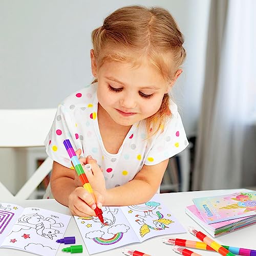 BenLouis 24 Unicorn Mini Coloring Books Kids with 24 Stacking Crayons Rainbow Party Favors Activity Books Bulk for Kids Unicorn Birthday Goodie Bag Gift Stuffer Classroom Reward - Image 4
