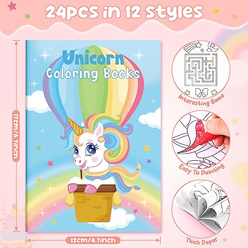 BenLouis 24 Unicorn Mini Coloring Books Kids with 24 Stacking Crayons Rainbow Party Favors Activity Books Bulk for Kids Unicorn Birthday Goodie Bag Gift Stuffer Classroom Reward - Image 2