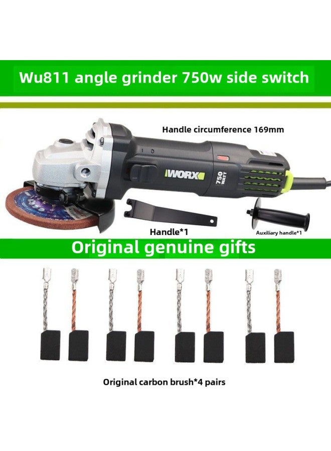 Wicks Angle Grinder WU800X Grinder Fine Handle Cutting Grinding Polishing Small Waist WU900 High Power-Color:WU811 Side Switch 750w-original Free 4 Pairs Of Carbon Brushes  - Image 1