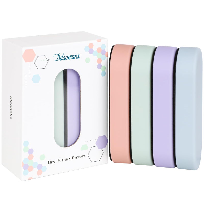 Ddaowanx Dry Erase Erasers, Magnetic Whiteboard Eraser Classroom Must Haves for Students Teachers, School Supplies (4 Pack, 4 Color) - Image 1