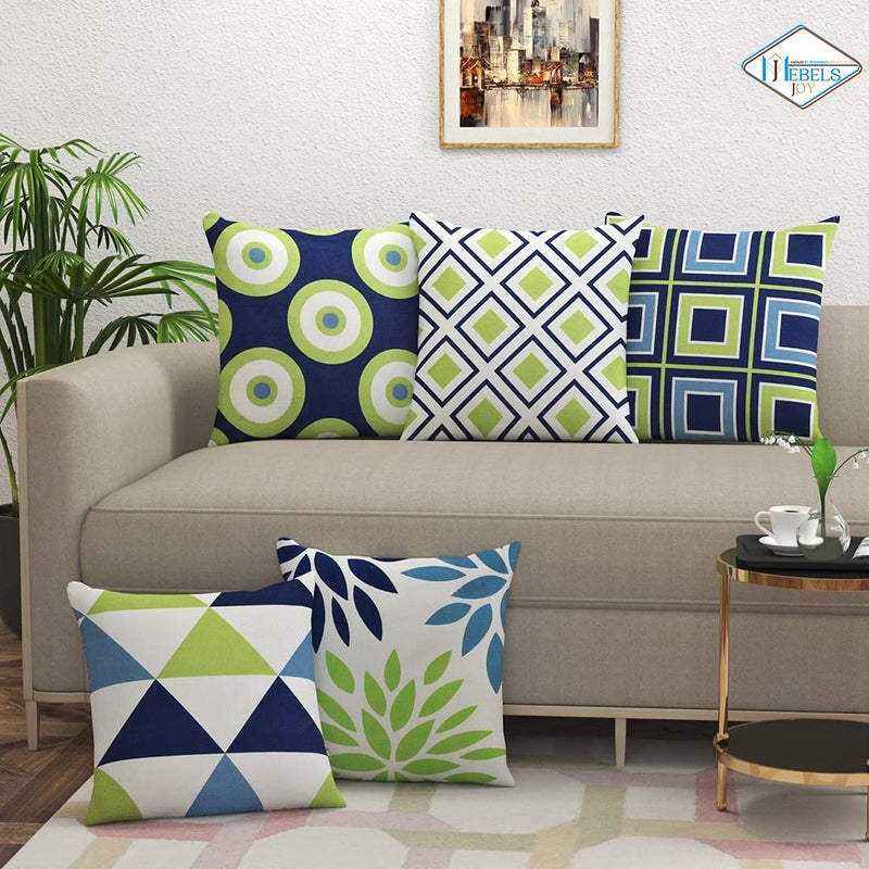 MEBELS JOY Jute 140TC Cushion Covers 16 x 16 inches Multicolor Set of 5 - Image 1