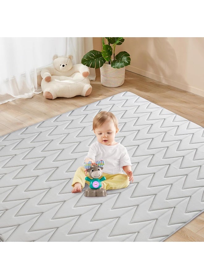 Biloban Foam Muslin Play Mat 71Ã—59, Fits for Dripex & Suposeu Playpen, One-Piece Crawling Mat for Baby & Toddler to Play on Floor, Non Slip, Grey - Image 1