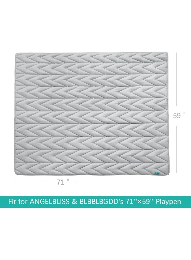 Biloban Foam Muslin Play Mat 71Ã—59, Fits for Dripex & Suposeu Playpen, One-Piece Crawling Mat for Baby & Toddler to Play on Floor, Non Slip, Grey - Image 2