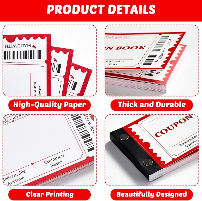 Blank Coupon Book 30 Personalized Vouchers Booklet for All Occasions 3x5.4 Inch Gift Vouchers Birthday Books for Fill In Your Own Coupons Ideas for Him Her Mom Dad Friends (1 Pad) - Image 3