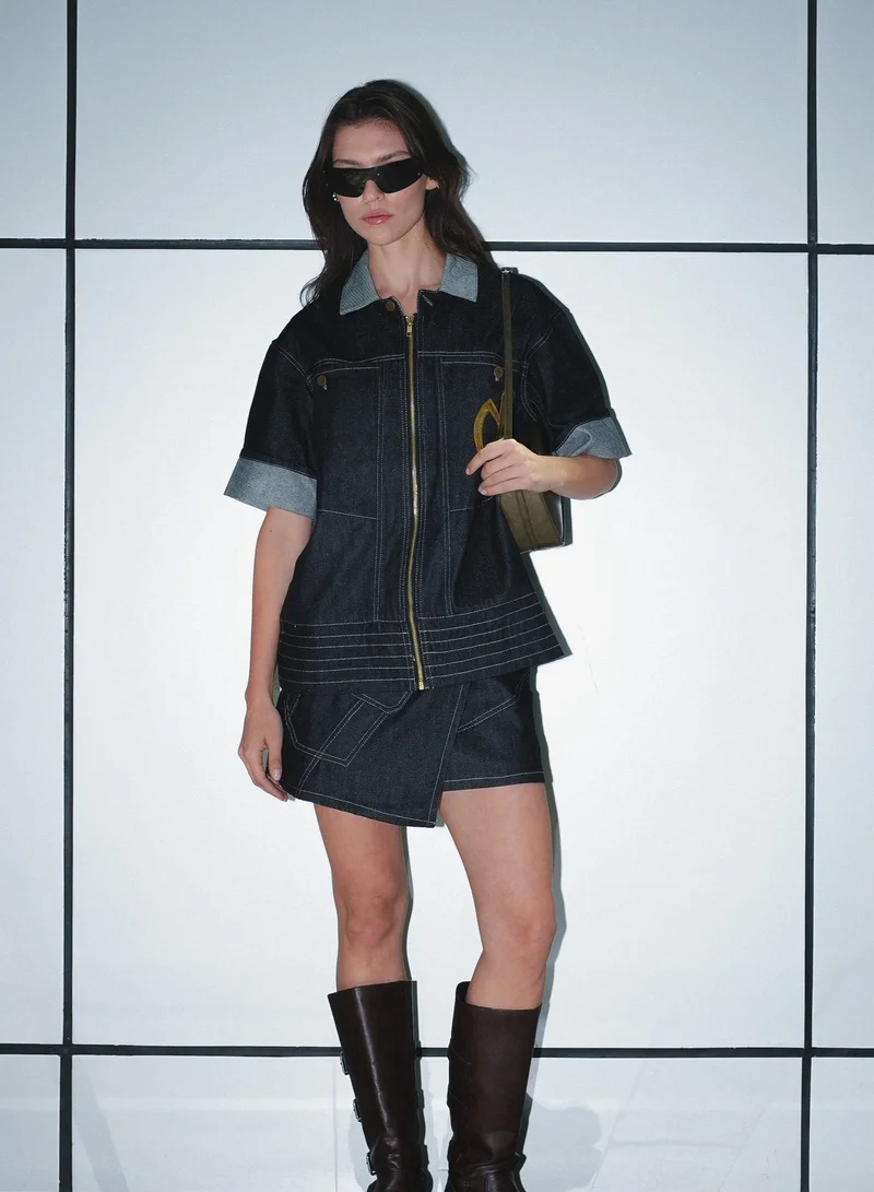 Flashmobnation  Wesley Asymmetric Cargo Mini Skirt for Women | Best Price UAE