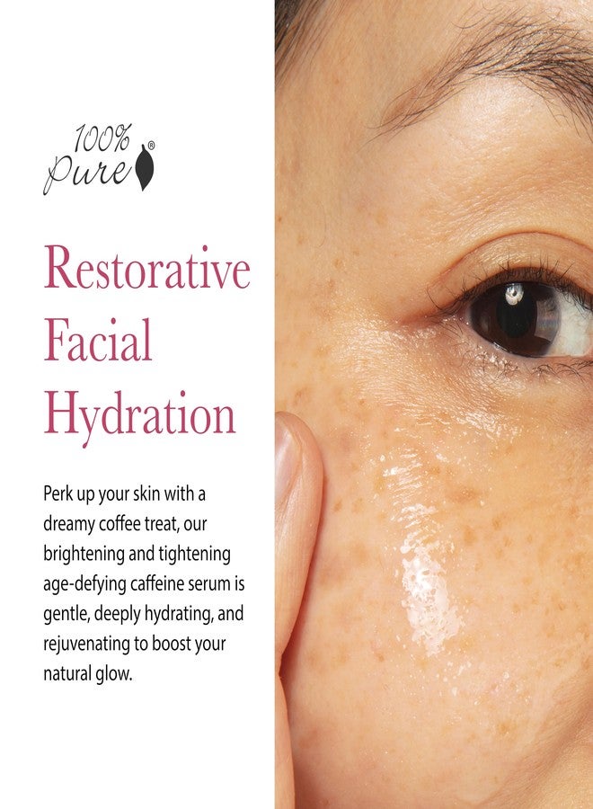 100 % Pure سيروم وجه حبوب القهوة النقية 100% EGCG، مستخلص جذور العرقسوس وحمض الهيالورونيك - شد، تفتيح وحماية - كافيين سائل يومي للبشرة الباهتة - أفضل عناية بالبشرة للنساء والرجال - 1 أونصة سائلة - Image 2