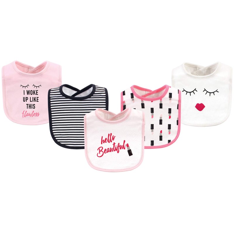 Little Treasure Unisex Baby Cotton Bibs, Lipstick 5-Pack, One Size