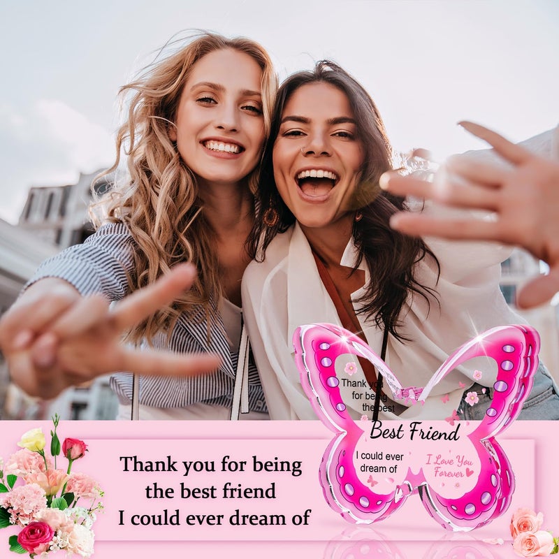 iLifemate Best Friend Friendship Birthday Gifts for Women, Valentines Day Gifts for Friends, Best Friend Valentine Gifts, Unique Best Bestie Special Decorations - Acrylic Butterfly Plaque 4.3x3.3 inch - Image 3