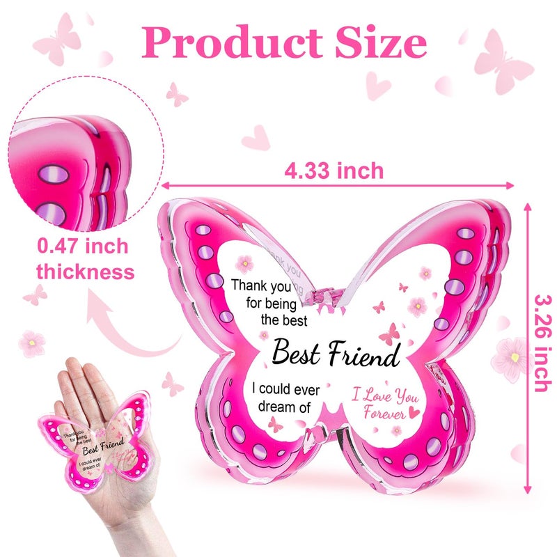 iLifemate Best Friend Friendship Birthday Gifts for Women, Valentines Day Gifts for Friends, Best Friend Valentine Gifts, Unique Best Bestie Special Decorations - Acrylic Butterfly Plaque 4.3x3.3 inch - Image 5