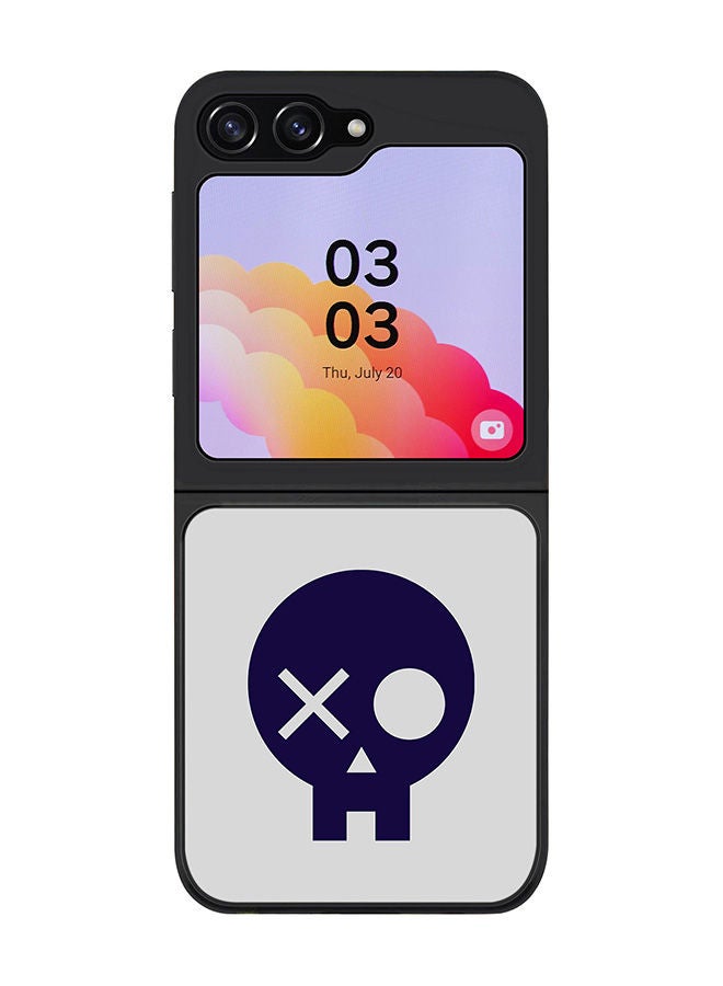 Stylizedd Rugged Black edge case for Samsung Galaxy Z Flip5, Slim fit Soft Case Flexible Rubber Edges Anti Drop TPU Gel Thin Cover -  Skull Patch  - Image 1