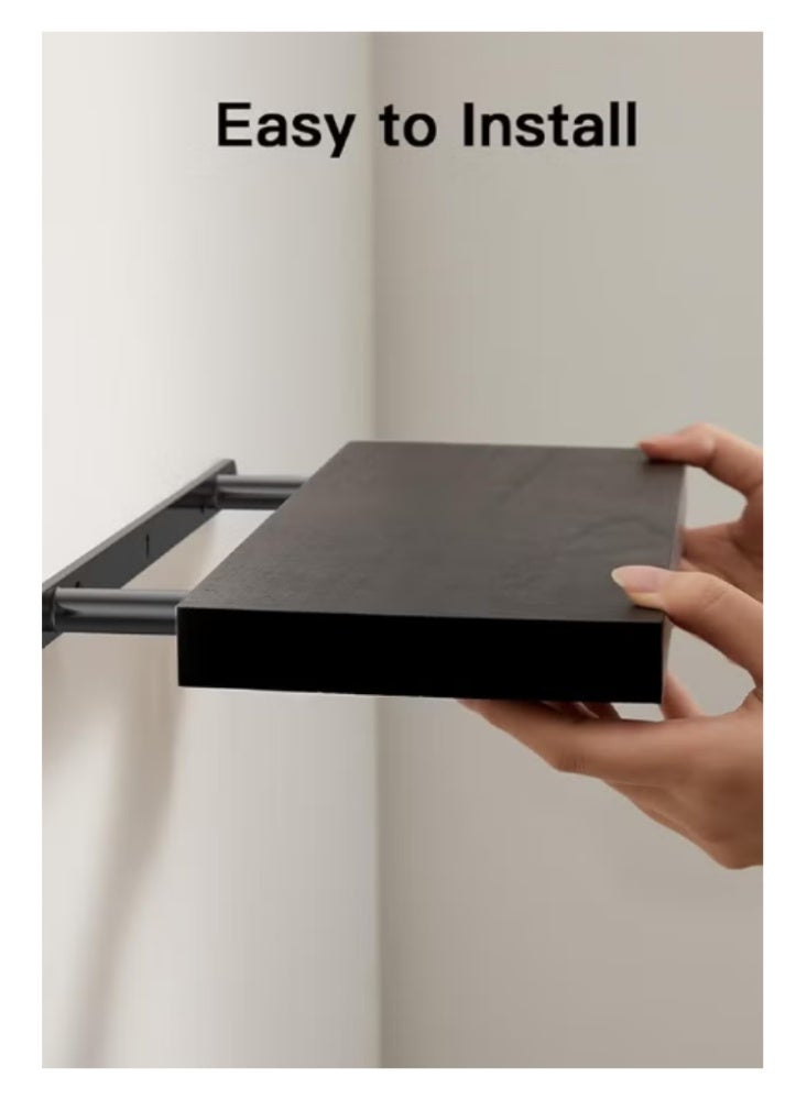 4Pcs Wall Mounted Shelves, Rustic Black Floating Wall Shelves, Large & Deep Sturdy Wall Storage Rack for Bedroom, Bathroom, Laundry, Kitchen, Living Room & Closet Decor - Image 2