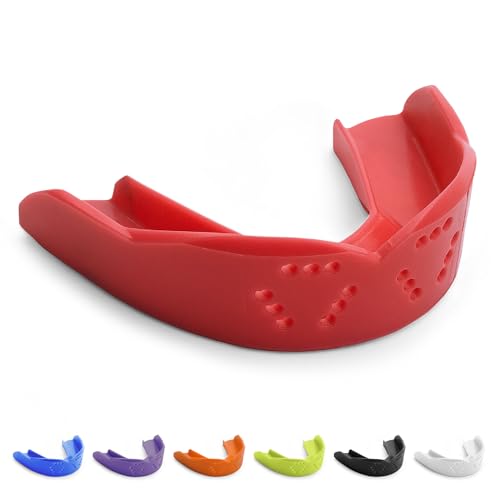 SISU 3D Mouthguard, Intense Red - Pre-Formed, Easy Fit Protection for Lacrosse, Football, Hockey, Team Sports - Adult Fit - Remoldable Up to 20 Times - Works for Braces - Non Toxic - Image 1