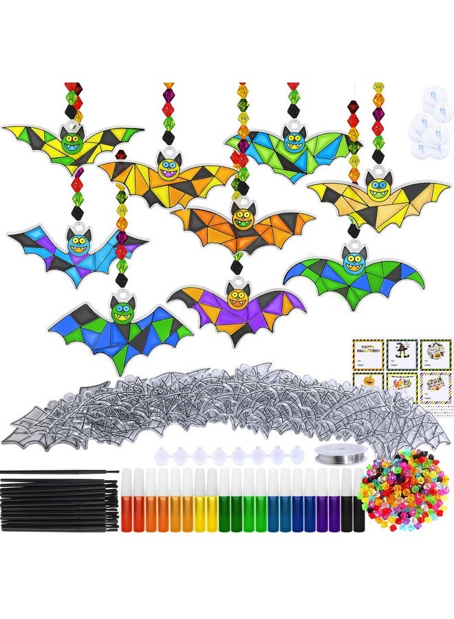Winlyn 27 Set Halloween Bat Suncatchers & Ornaments DIY Window Paint Art Kits for Kids Fall Classroom Activities - Image 1