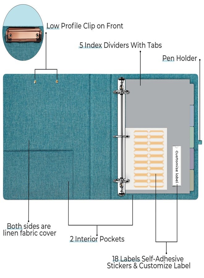 EYROZILL 3 Ring Binder 2 Inch, Binder for Letter Size (11" x 8.5") with 5 Tab Dividers, File Folder Labels and Low Profile Clipboards, Lavender Blue - Image 2