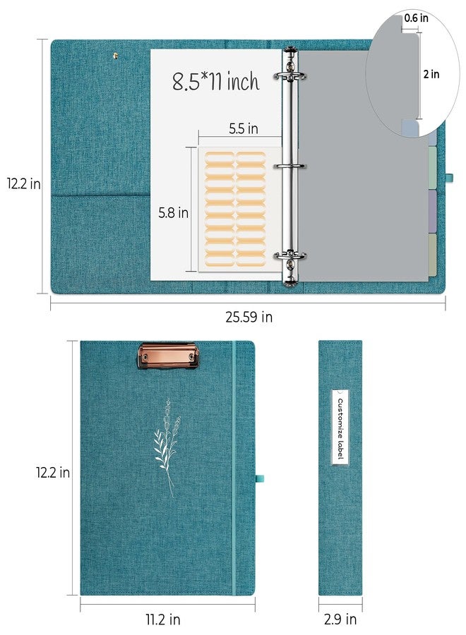 EYROZILL 3 Ring Binder 2 Inch, Binder for Letter Size (11" x 8.5") with 5 Tab Dividers, File Folder Labels and Low Profile Clipboards, Lavender Blue - Image 5