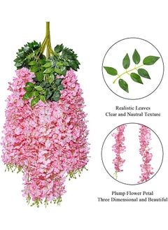 PlantaZee PlantaZee Artificial Wisteria Flower for Home Decoration Plants Plastic Items Decorative Flowers Hanging Bunch Creepers Garlands Leaves for Vase Wedding Room Pink Pack of 12  - Image 4