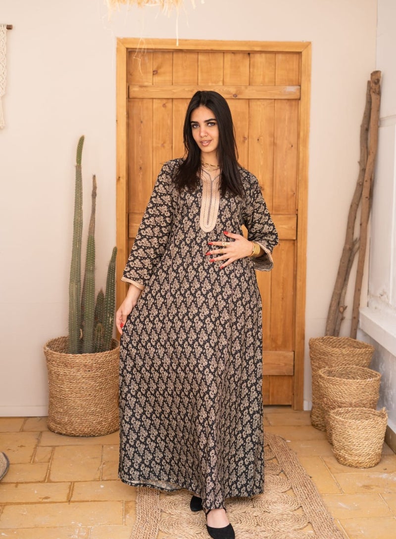 AFandina Luxury linen jalabiya, soft touch, elegant style A457 - Image 2