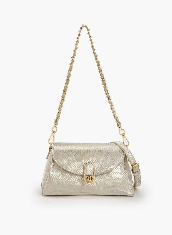 Paprika Textured Crossbody Bag With Twist Lock Closure