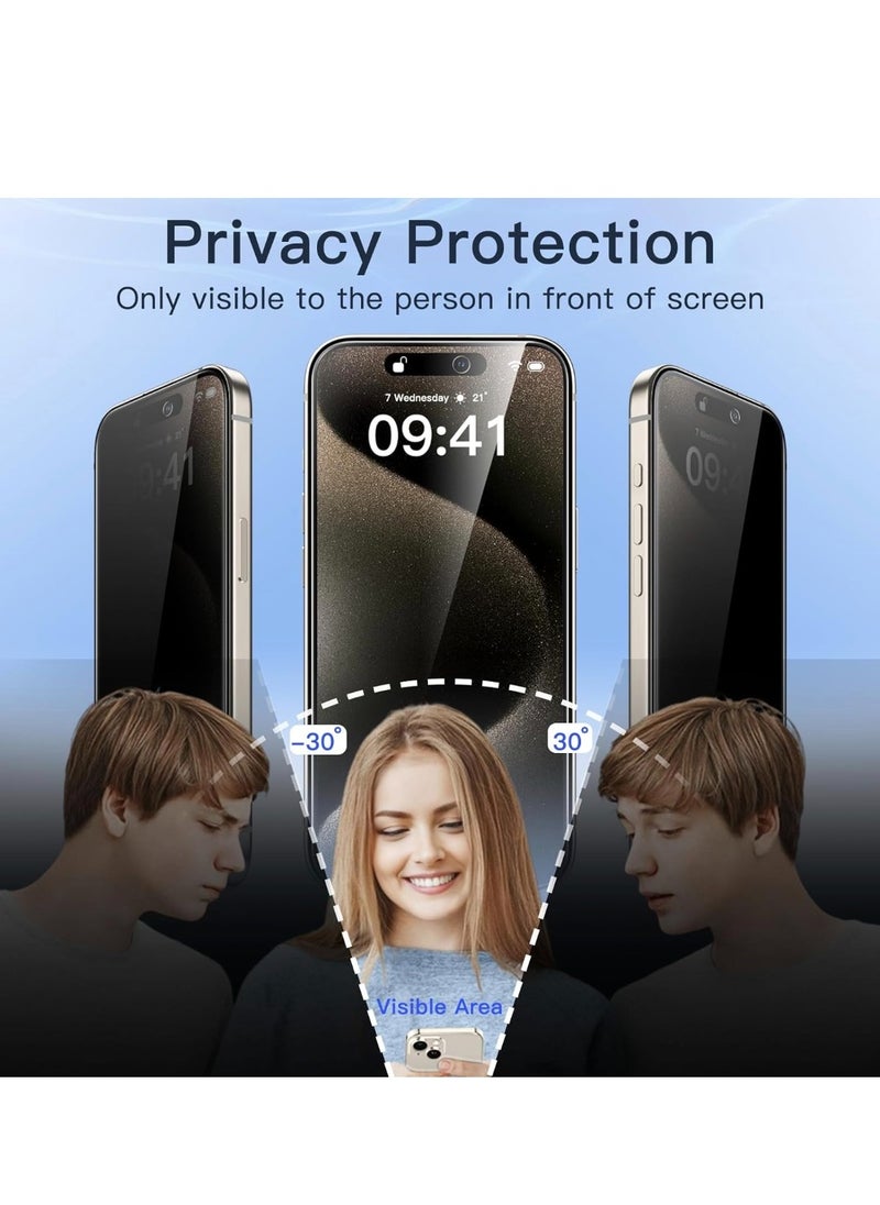 Generic - 4 in 1 Package For iPhone 15 Pro Max - Screen Protector, Privacy Screen Protector , Camera Lens Protector and Case Cover - Image 1