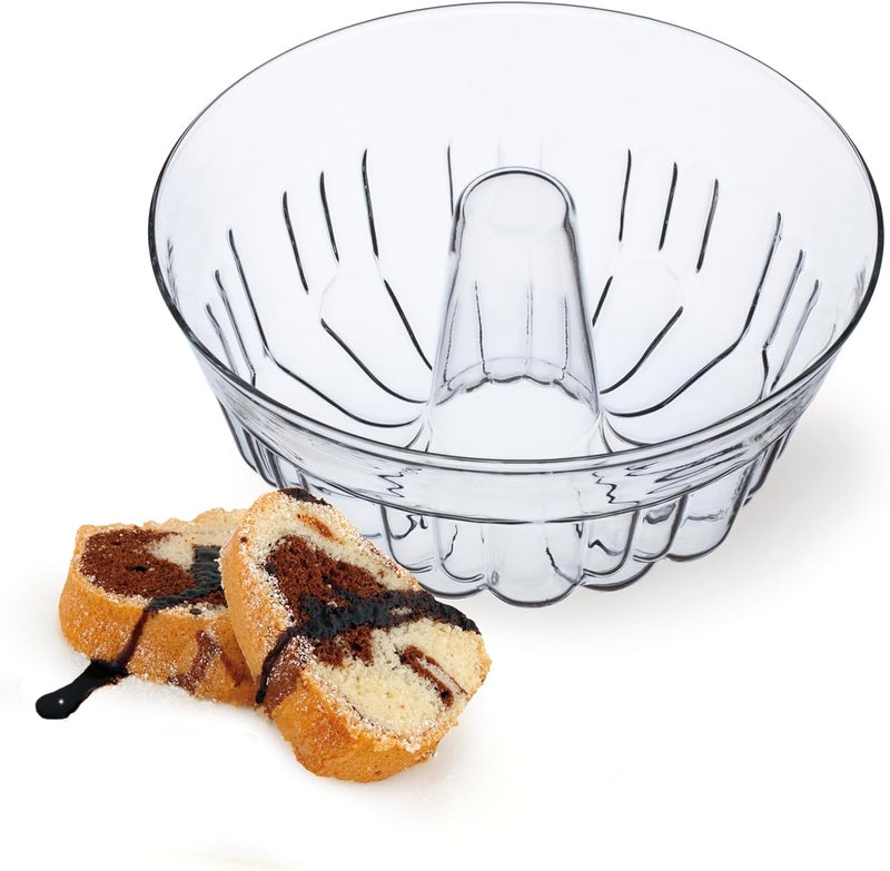 SIMAX Clear Glass Fluted Bundt Pan, Heat, Cold, and Shock Proof, Holds 1.4 Quarts (5.4 Cups), Made in Europe, Great for Small Ring Cakes, Puddings, Desserts, Monkey Bread, and More, Dishwasher Safe - Image 1