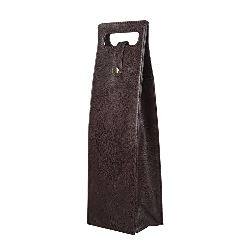 Anything & Everything Faux Vegan Leather Wine Bottle Holder, Wine Bag, Hot/Cold Container Cover/Case Bag, Bottle Carry Bag - Brown, Portable - Image 2