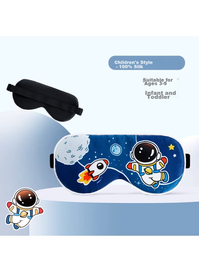 Moremerry Children's Silk Sleep Mask Light-blocking Eye Mask For Girls Boys Toddlers Elementary School Students Astronaut Desig - Image 1