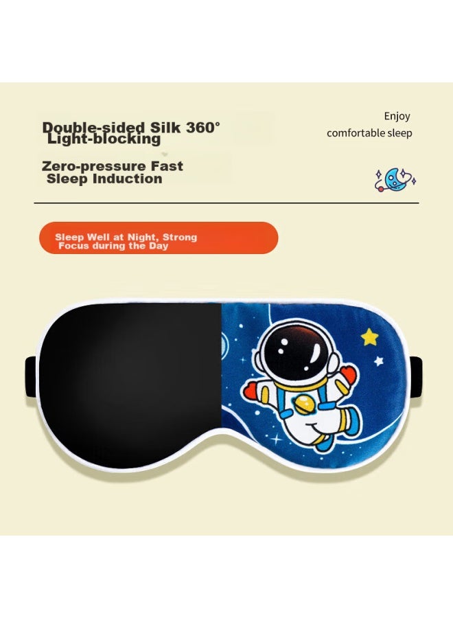Moremerry Children's Silk Sleep Mask Light-blocking Eye Mask For Girls Boys Toddlers Elementary School Students Astronaut Desig - Image 2