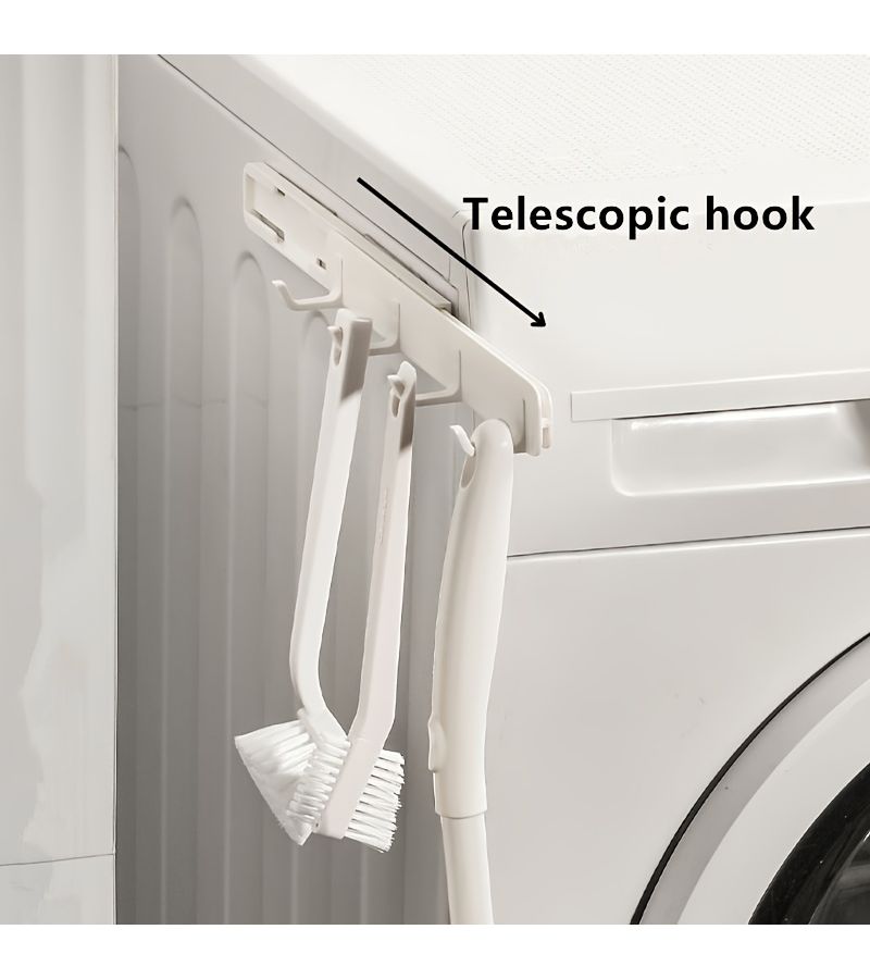 White 2pcs No Drilling Adjustable Wall Hanging Hooks for Kitchen Bathroom - Image 2