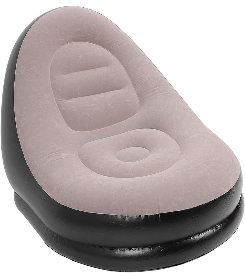Inflatable Lounge Chair Inflatable Sofa Bean Bag Lazy Sofa Portable Flocking Surface with Foot Stool for Living Room Bedroom Camping Outdoor Travel (Coffee) - Image 5
