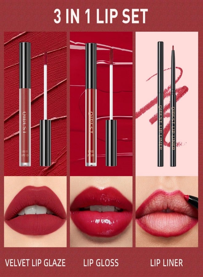 MAEPEOR All In One Lip Kit 3 In 1 Smooth Lipliner Lipgloss and Lipstick Set with Matte Velvet Liquid Lipstick Hydrating Moisturizing Lip Gloss and Creamy Lip Liner (Kit 02, Cupid) - Image 4
