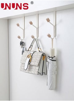 UNUNS Over The Door Hooks,3 Packs Sturdy Metal Over Door Wooden Hooks Organizer Rack For Hanging Coats Hats Robes Towels,White  - Image 2