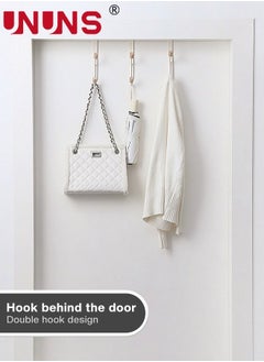 UNUNS Over The Door Hooks,3 Packs Sturdy Metal Over Door Wooden Hooks Organizer Rack For Hanging Coats Hats Robes Towels,White  - Image 3