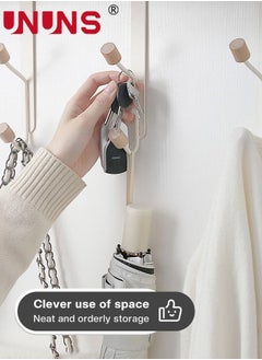 UNUNS Over The Door Hooks,3 Packs Sturdy Metal Over Door Wooden Hooks Organizer Rack For Hanging Coats Hats Robes Towels,White  - Image 4