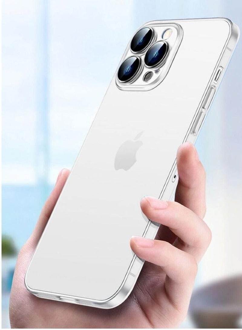 2Pack for iPhone 14 Pro Soft TPU Case Cover with Screen Protector 9H Tempered Glass White/Clear - Image 3