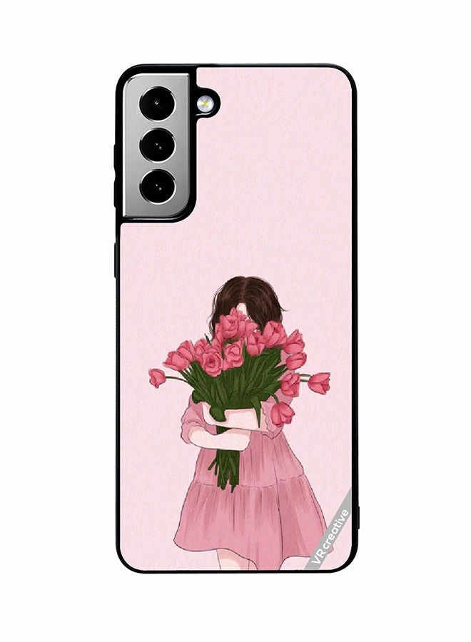 VR CREATIVE Protective Case Cover For Samsung Galaxy S21 FE 5G Girl Hugging Bouquet Design Multicolour - Image 1
