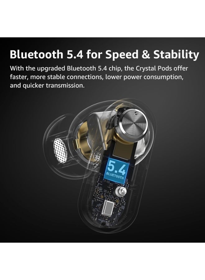 REBENUO Hybrid Wireless Active Noise Cancelling Earbuds, Bluetooth 5.4 Headphones, 10mm Driver, Deep Bass Stereo Sound, 4 ENC AI Microphones for Clear Calls, 32 EQ Customization via App, Crystal Body Design  - Image 3