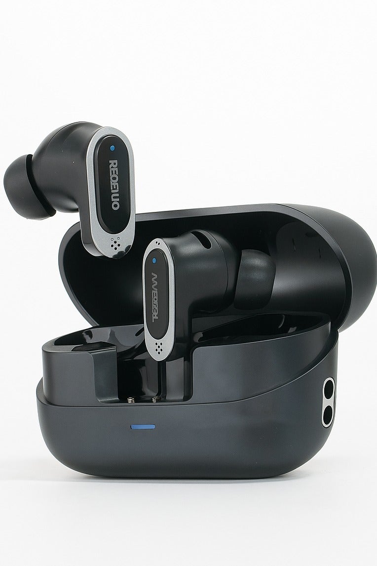 REBENUO Hybrid Wireless Active Noise Cancelling Earbuds, Bluetooth 5.4 Headphones, 10mm Driver, Deep Bass Stereo Sound, 4 ENC AI Microphones for Clear Calls, 32 EQ Customization via App, Crystal Body Design  - Image 1
